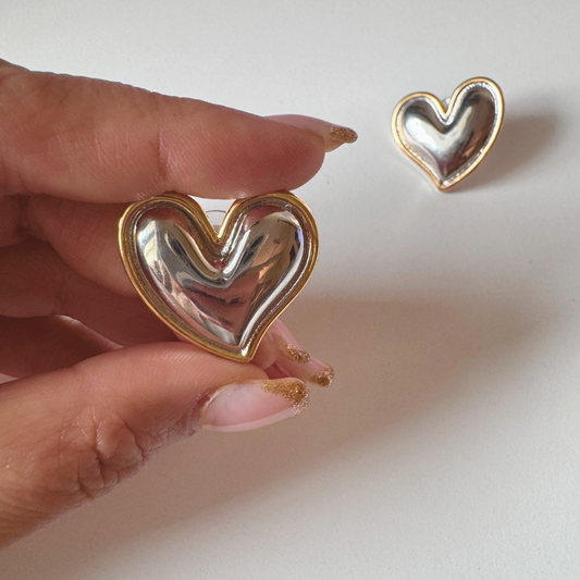 Dual Tone Heart Studs